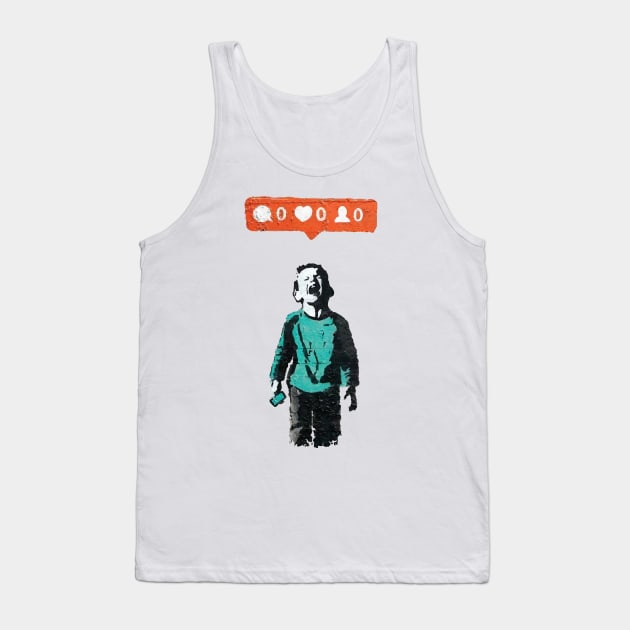 BANKSY Crying Boy Nobody Loves You Tank Top by inkstyl